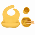 Factory Outlet Standard 100% Food Grade Silicone Suction Cup 5pcs Baby Cup Spoon Rice Bowl Feeding Tableware Set